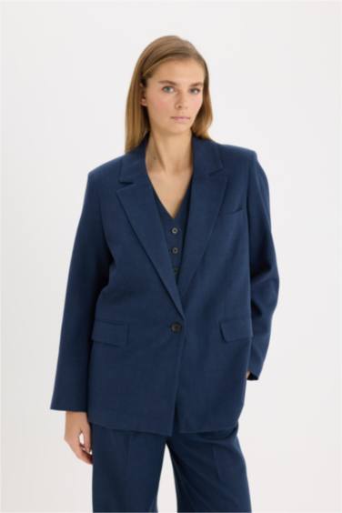 Veste Blazer oversize en lin mélangé