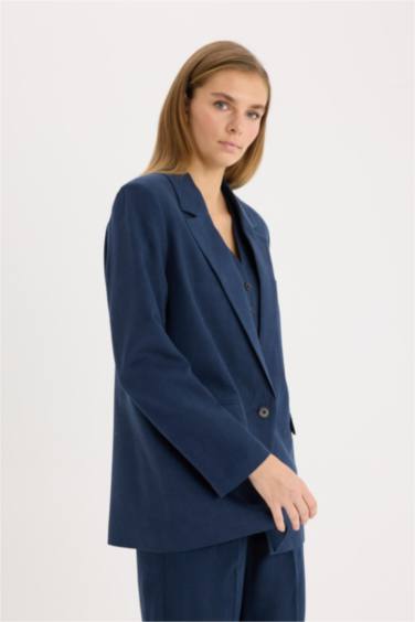 Veste Blazer oversize en lin mélangé
