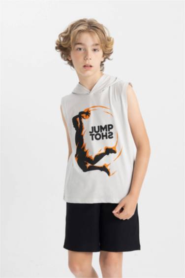 Ensemble de Débardeur à Capuche imprimé et Short pour Garçon - 2 Pièces