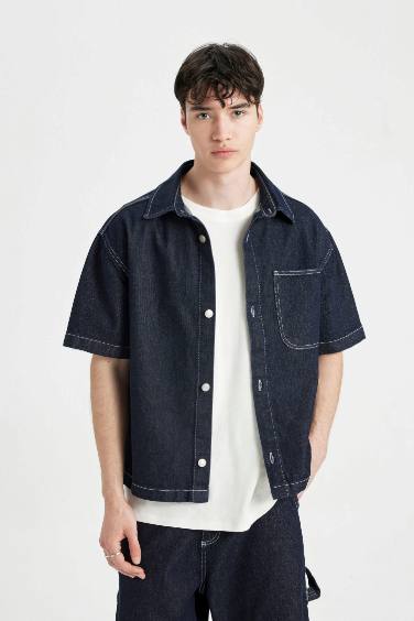 Chemise en jean à manches courtes Coupe boxy