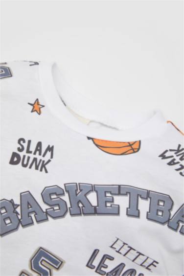 طقم سروال وتي شيرت رياضي بياقة مستديرة - قطعتين