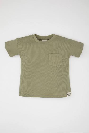 Baby Boy Crew Neck Waffle Short Sleeve T-Shirt