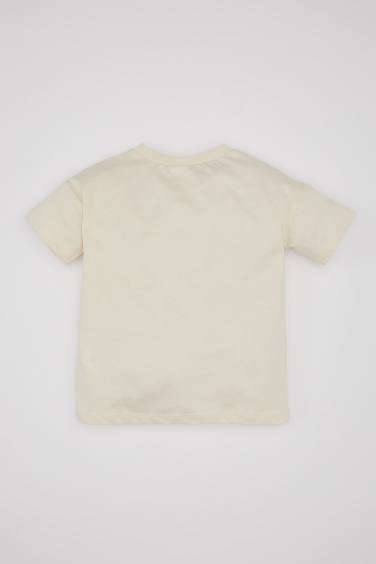 تيشيرت بيبي اولادي نص كم قصة عادية بياقة مستديرة بطبعة نمر