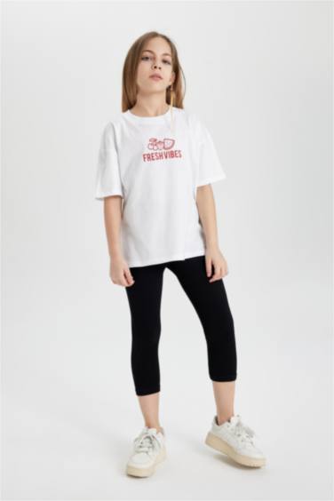 Girl Oversize Fit Back Printed Short Sleeve T-Shirt