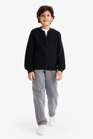 Boy Half Turtleneck Knit Zippered Cardigan