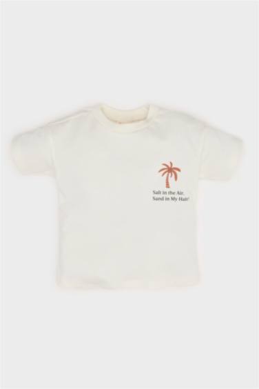 سيت بيبي ولادي تيشيرت و أوفر بطبعة شعار - قطعتين