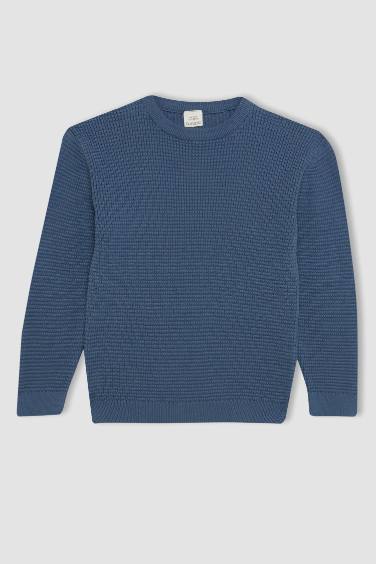 Boy Indigo Crew Neck Basic Pullover