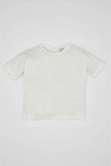 طقم بناتي فستان وتيشيرت نص كم - قطعتين