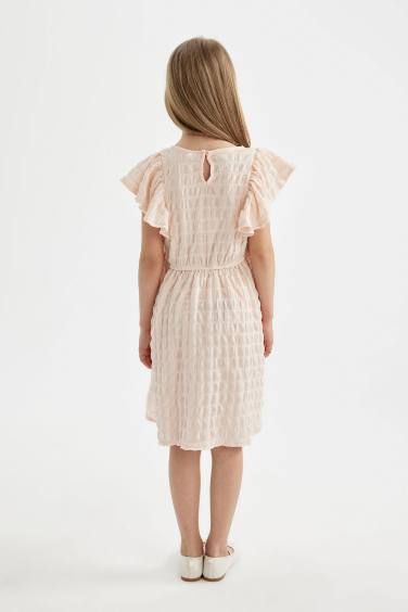 Girl Short Sleeve Wrinkled Dress