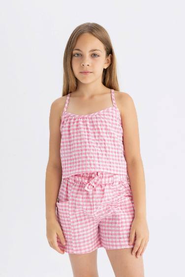 Blouse Carreaux à Bretelles pour Fille