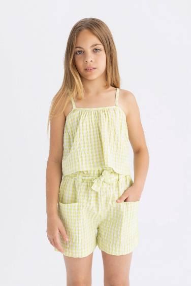 Blouse Carreaux à Bretelles pour Fille