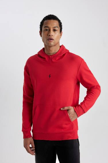 DeFactoFit Standart Fit Kapüşonlu Skuba Dalgıç Kumaş Sweatshirt