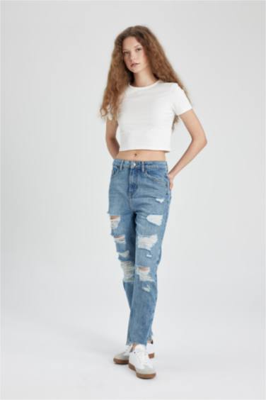 Джинсы Mom Fit с высокой талией