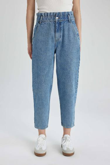 Paperbag High Waist Washed Jeans