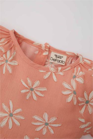 فستان فلورال نص ردن فيسكوز قصة عادية وياخة بيبي