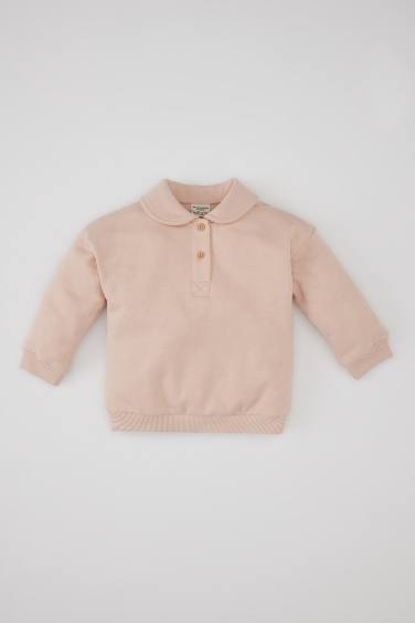 Sweatshirt Molleton Doux à Col Bébé Pour Bébé Fille