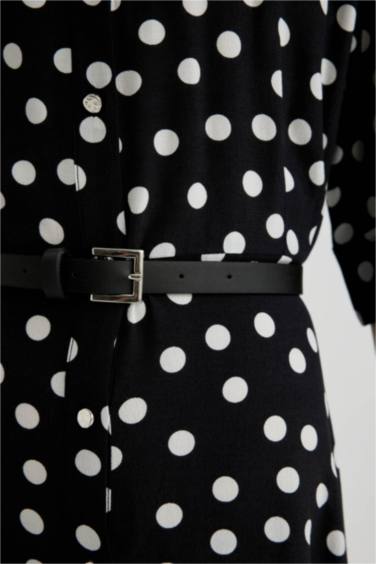 Shirt Collar Printed Maxi Dress