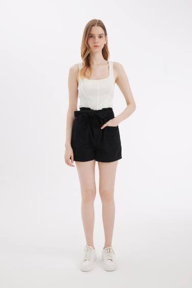 شورت جينز أسود بيبرباج بخصر عالي