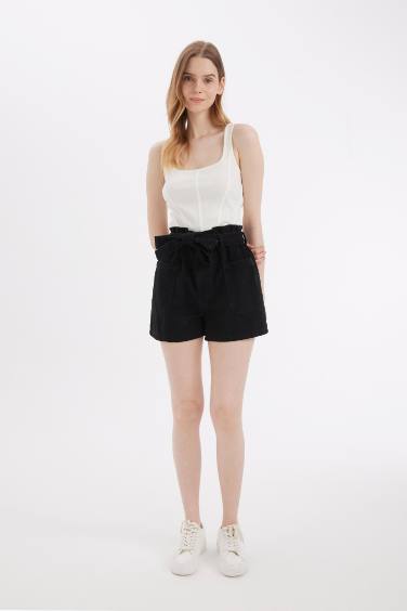 شورت جينز أسود بيبرباج بخصر عالي