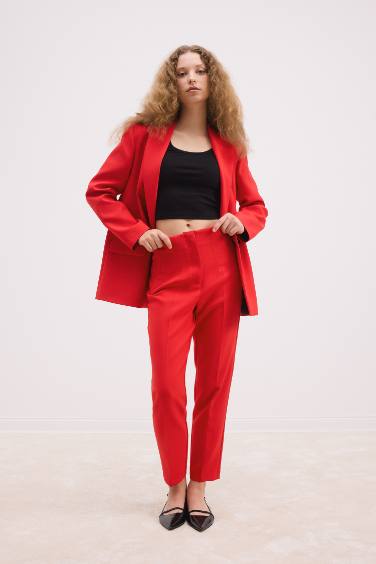 Carrot Fit High Waist Skinny Leg Crop Trousers