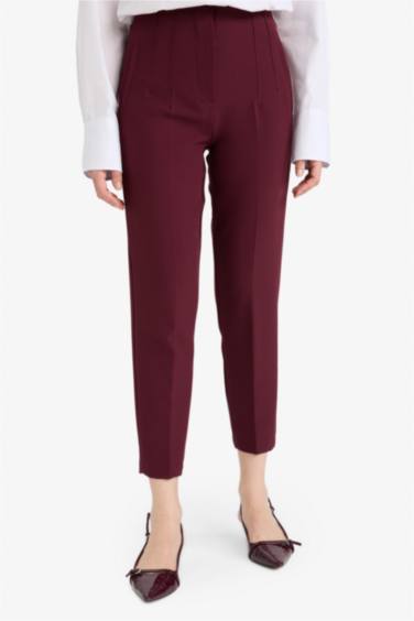 Carrot Fit Zippered High Waist CropTrousers