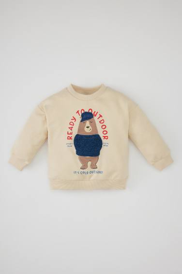 Sweatshirt Col Montant et Motif Animal Doublé et Doux Pour Bébé Garçon