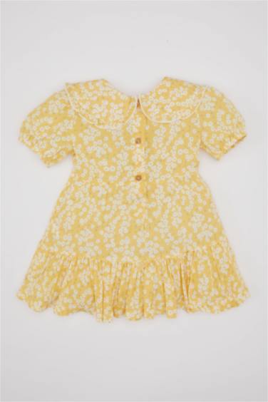 Robe Mousseline de Soie à Fleurs à Manches Courtes pour Bébé Fille