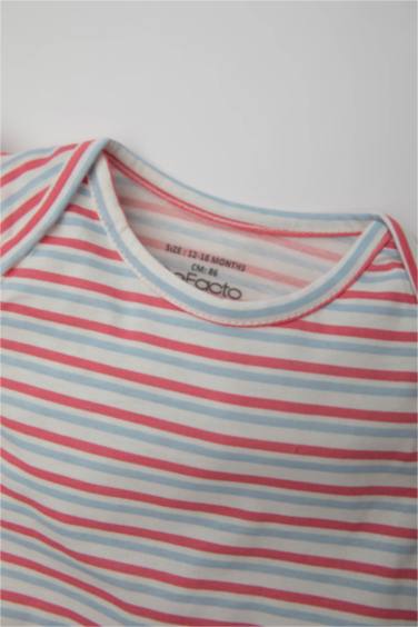 Kız Bebek Yenidoğan Çizgili Penye 2'li Kolsuz Tulum