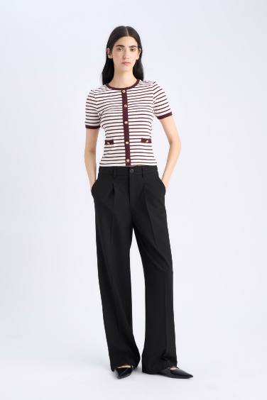 Slim Fit Crew Neck Striped Ribbed Camisole T-Shirt