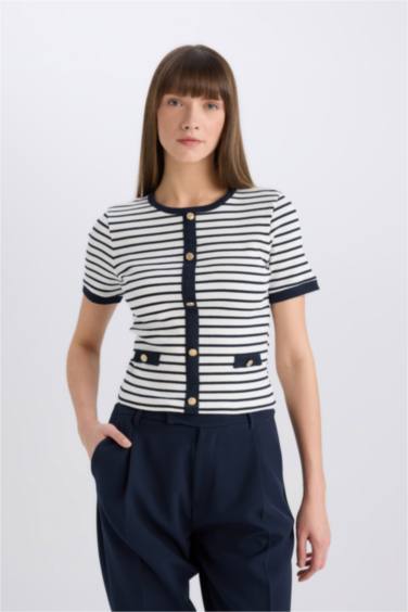 Slim Fit Crew Neck Striped Camisole Short Sleeve T-Shirt