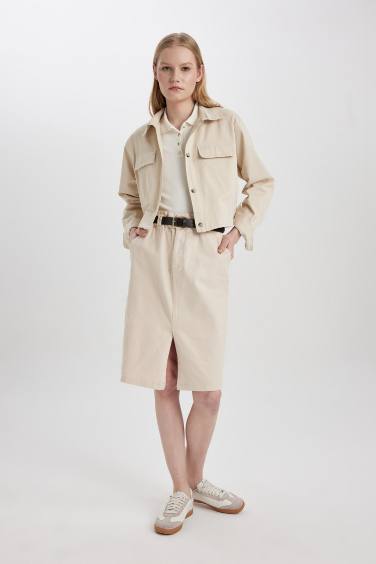 Pencil Skirt Gabardine Normal Waist Midi Skirt