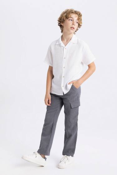 Boy Regular Fit Standard Leg Muslin Trousers