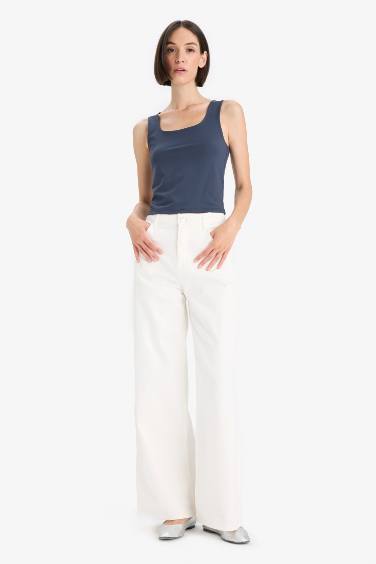 Slim Fit Basic Square Collar Sleeveless Tank Top