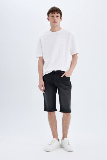 Regular Fit Denim Bermuda Shorts