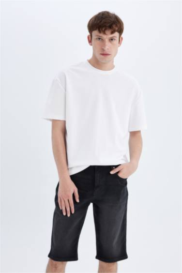 Regular Fit Denim Bermuda Shorts