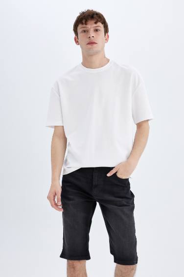 Regular Fit Denim Bermuda Shorts