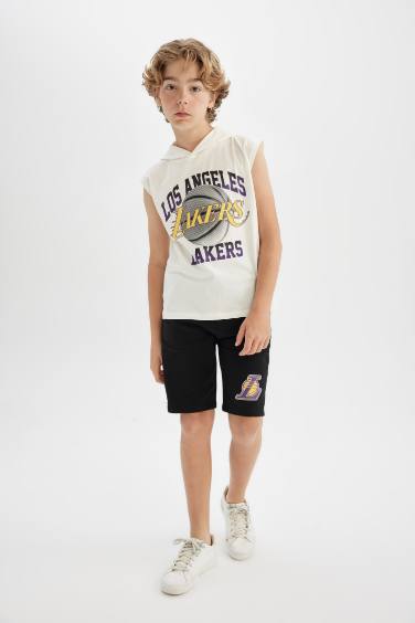 Boy NBA Los Angeles Lakers Hooded T-Shirt Shorts 2 Piece Set