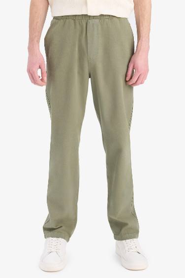 Straight Fit Linen Blend Trousers