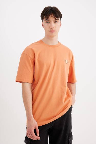 Boxy Fit Crew Neck Printed Short Sleeve T-Shirt