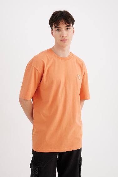 Boxy Fit Crew Neck Printed Short Sleeve T-Shirt