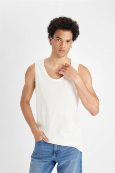 Slim Fit Crew Neck Ribbed Tank Top