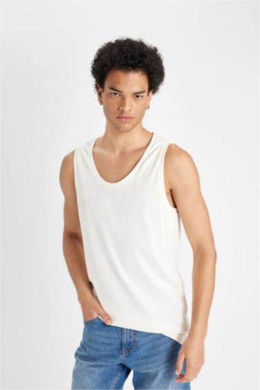 Slim Fit Crew Neck Ribbed Tank Top
