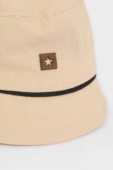 Baby Boy Label Printed Linen Blend Bucket Hat