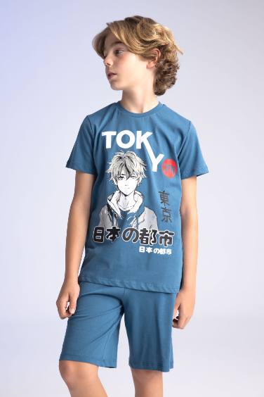 Boy Printed Short Sleeve 2 Piece Pajama Set