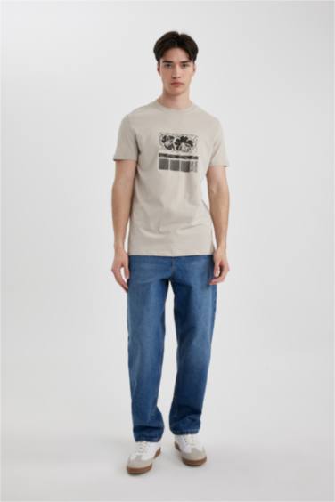 Slim Fit Crew Neck Printed Short Sleeve T-Shirt