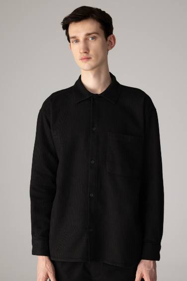 Oversize Fit Polo Collar Cotton Shirt