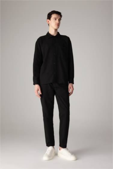 Chemise Oversize en Coton à Col Polo et Manches Longues