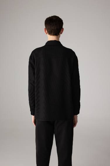 Chemise Oversize en Coton à Col Polo et Manches Longues