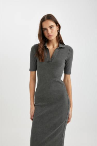 Bodycon Polo Collar Camisole Midi Dress