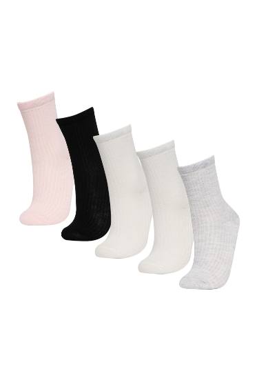 Girl 5 Piece Cotton Long Socks